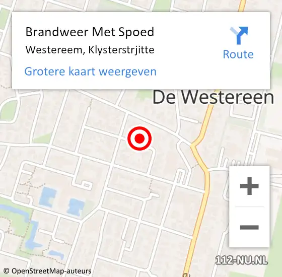 Locatie op kaart van de 112 melding: Brandweer Met Spoed Naar Westereem, Klysterstrjitte op 3 augustus 2022 22:40