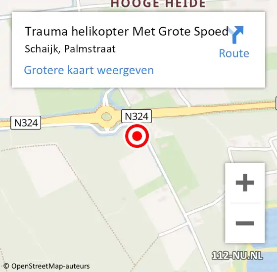 Locatie op kaart van de 112 melding: Trauma helikopter Met Grote Spoed Naar Schaijk, Palmstraat op 3 augustus 2022 22:41