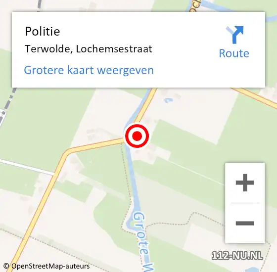 Locatie op kaart van de 112 melding: Politie Terwolde, Lochemsestraat op 3 augustus 2022 22:56