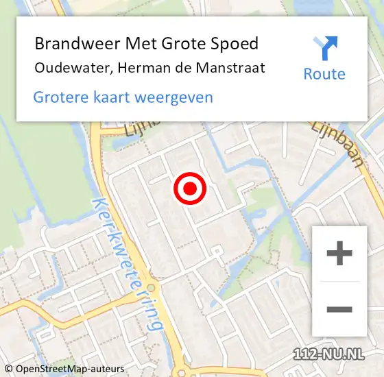 Locatie op kaart van de 112 melding: Brandweer Met Grote Spoed Naar Oudewater, Herman de Manstraat op 3 augustus 2022 23:22