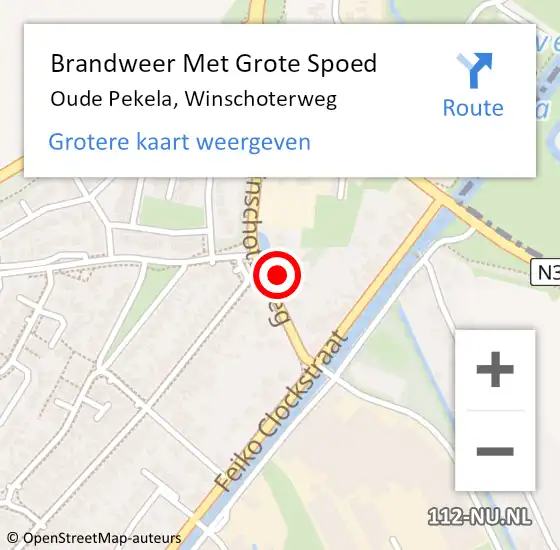 Locatie op kaart van de 112 melding: Brandweer Met Grote Spoed Naar Oude Pekela, Winschoterweg op 3 augustus 2022 23:45