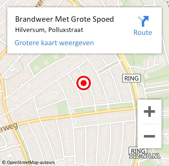 Locatie op kaart van de 112 melding: Brandweer Met Grote Spoed Naar Hilversum, Polluxstraat op 3 augustus 2022 23:56