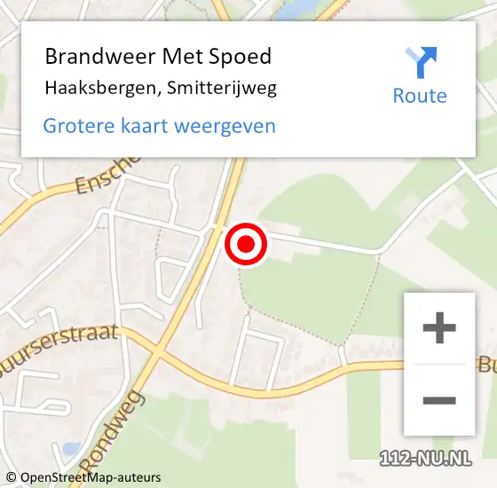 Locatie op kaart van de 112 melding: Brandweer Met Spoed Naar Haaksbergen, Smitterijweg op 4 augustus 2022 00:50