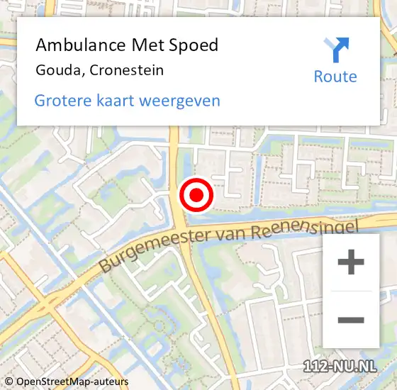 Locatie op kaart van de 112 melding: Ambulance Met Spoed Naar Gouda, Cronestein op 4 augustus 2022 01:09