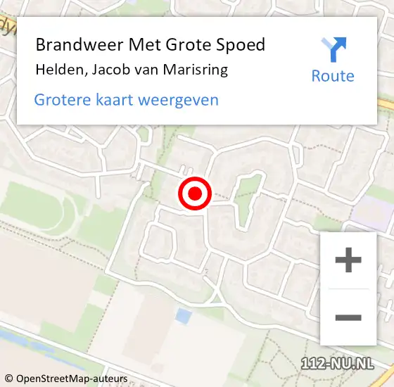 Locatie op kaart van de 112 melding: Brandweer Met Grote Spoed Naar Helden, Jacob van Marisring op 4 augustus 2022 01:10