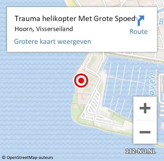 Locatie op kaart van de 112 melding: Trauma helikopter Met Grote Spoed Naar Hoorn, Visserseiland op 4 augustus 2022 01:12