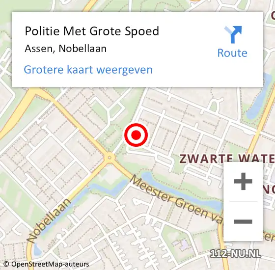 Locatie op kaart van de 112 melding: Politie Met Grote Spoed Naar Assen, Nobellaan op 4 augustus 2022 01:15