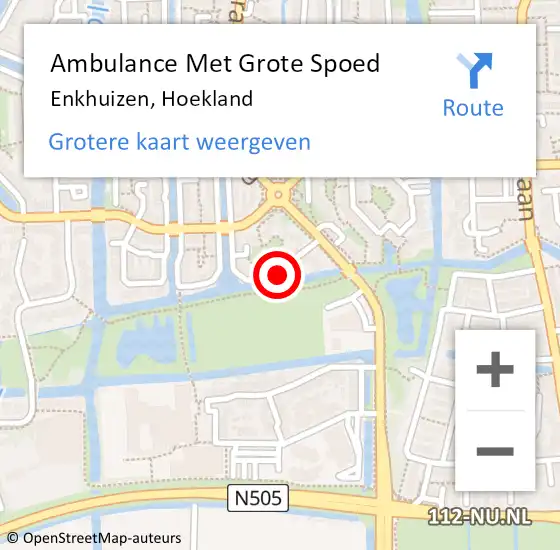 Locatie op kaart van de 112 melding: Ambulance Met Grote Spoed Naar Enkhuizen, Hoekland op 4 augustus 2022 01:38