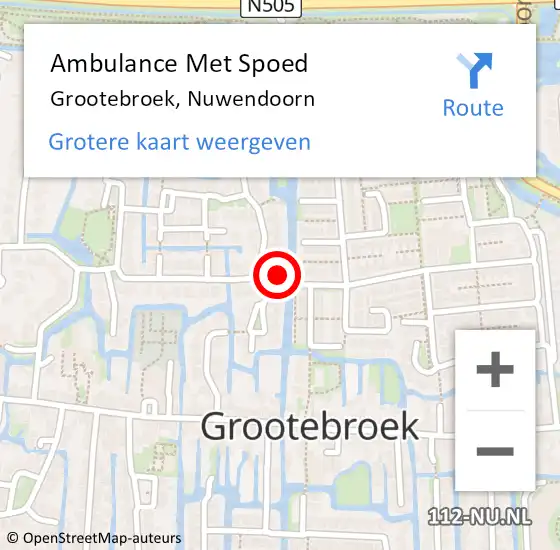 Locatie op kaart van de 112 melding: Ambulance Met Spoed Naar Grootebroek, Nuwendoorn op 4 augustus 2022 01:47