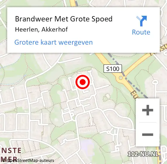 Locatie op kaart van de 112 melding: Brandweer Met Grote Spoed Naar Heerlen, Akkerhof op 4 augustus 2022 01:51