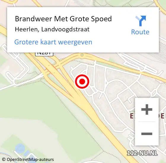 Locatie op kaart van de 112 melding: Brandweer Met Grote Spoed Naar Heerlen, Landvoogdstraat op 4 augustus 2022 02:42