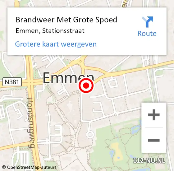 Locatie op kaart van de 112 melding: Brandweer Met Grote Spoed Naar Emmen, Stationsstraat op 4 augustus 2022 02:58