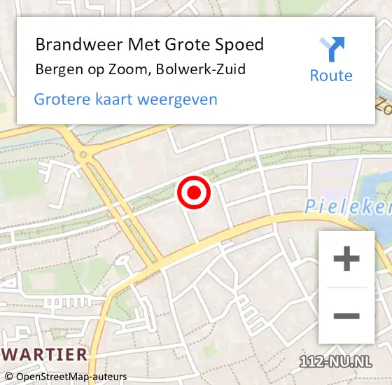 Locatie op kaart van de 112 melding: Brandweer Met Grote Spoed Naar Bergen op Zoom, Bolwerk-Zuid op 4 augustus 2022 03:50