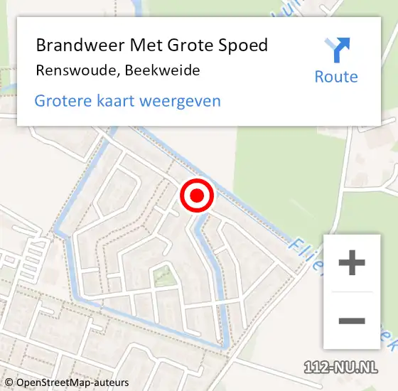 Locatie op kaart van de 112 melding: Brandweer Met Grote Spoed Naar Renswoude, Beekweide op 4 augustus 2022 04:35