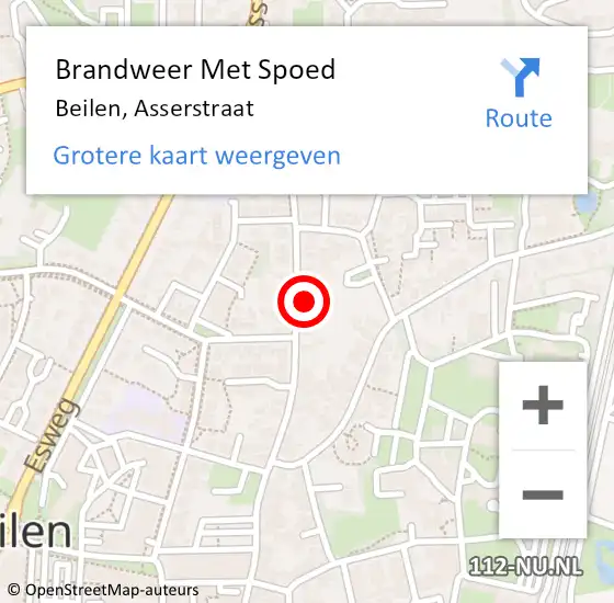 Locatie op kaart van de 112 melding: Brandweer Met Spoed Naar Beilen, Asserstraat op 4 augustus 2022 04:45