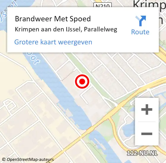 Locatie op kaart van de 112 melding: Brandweer Met Spoed Naar Krimpen aan den IJssel, Parallelweg op 4 augustus 2022 04:54