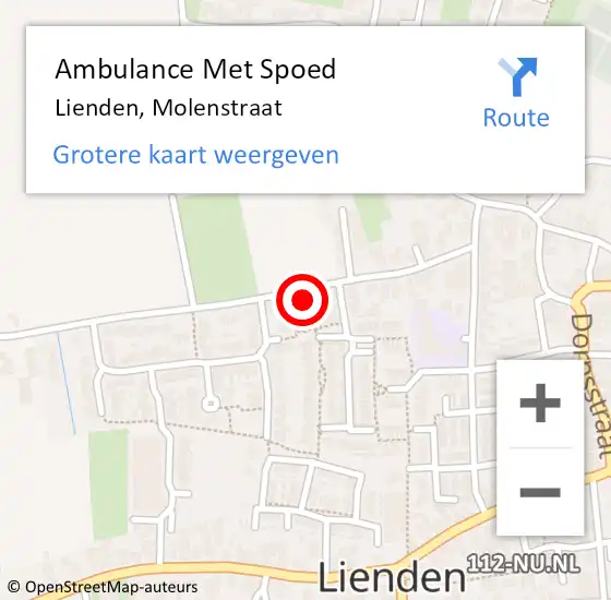Locatie op kaart van de 112 melding: Ambulance Met Spoed Naar Lienden, Molenstraat op 4 augustus 2022 05:22