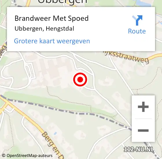 Locatie op kaart van de 112 melding: Brandweer Met Spoed Naar Ubbergen, Hengstdal op 4 augustus 2022 05:42