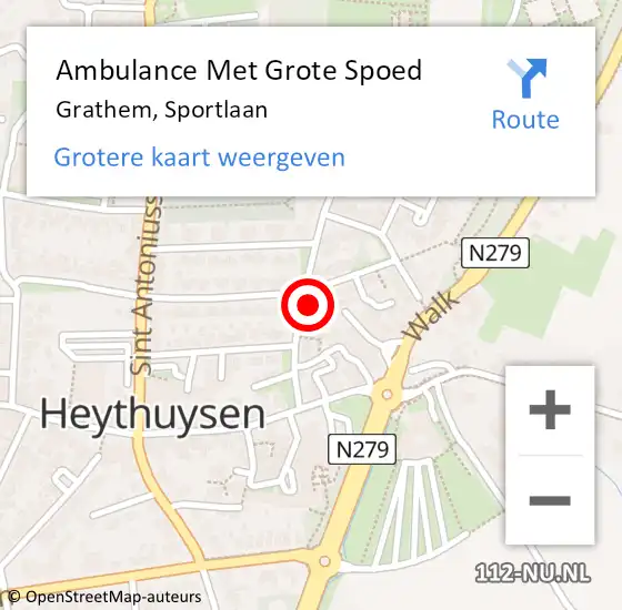 Locatie op kaart van de 112 melding: Ambulance Met Grote Spoed Naar Grathem, Sportlaan op 4 augustus 2022 06:27