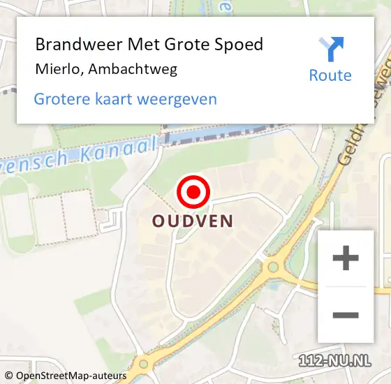 Locatie op kaart van de 112 melding: Brandweer Met Grote Spoed Naar Mierlo, Ambachtweg op 4 augustus 2022 07:40