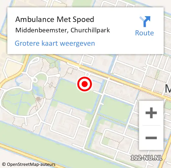 Locatie op kaart van de 112 melding: Ambulance Met Spoed Naar Middenbeemster, Churchillpark op 4 augustus 2022 08:07