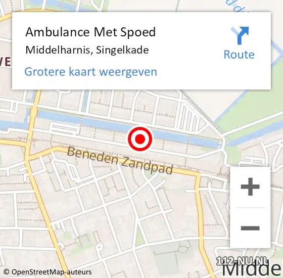 Locatie op kaart van de 112 melding: Ambulance Met Spoed Naar Middelharnis, Singelkade op 4 augustus 2022 08:13