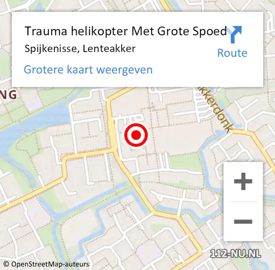 Locatie op kaart van de 112 melding: Trauma helikopter Met Grote Spoed Naar Spijkenisse, Lenteakker op 4 augustus 2022 09:00