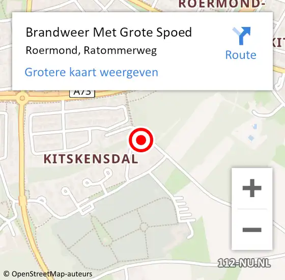 Locatie op kaart van de 112 melding: Brandweer Met Grote Spoed Naar Roermond, Ratommerweg op 4 augustus 2022 09:23