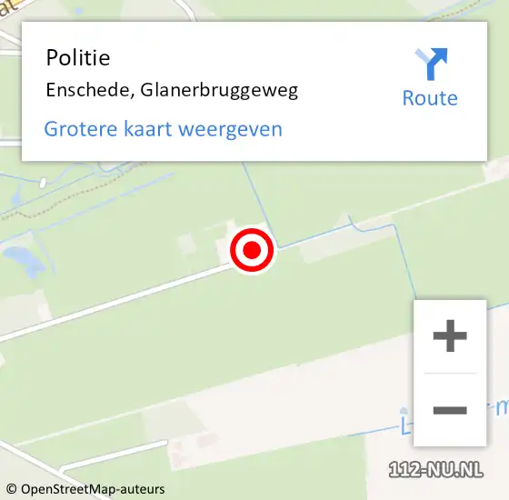 Locatie op kaart van de 112 melding: Politie Enschede, Glanerbruggeweg op 4 augustus 2022 09:26