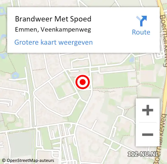 Locatie op kaart van de 112 melding: Brandweer Met Spoed Naar Emmen, Veenkampenweg op 4 augustus 2022 09:31