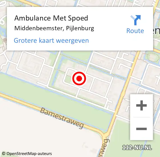 Locatie op kaart van de 112 melding: Ambulance Met Spoed Naar Middenbeemster, Pijlenburg op 4 augustus 2022 09:35