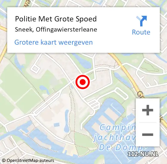 Locatie op kaart van de 112 melding: Politie Met Grote Spoed Naar Sneek, Offingawiersterleane op 4 augustus 2022 09:35