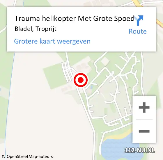 Locatie op kaart van de 112 melding: Trauma helikopter Met Grote Spoed Naar Bladel, Troprijt op 4 augustus 2022 09:47
