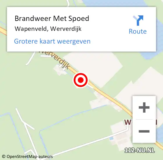 Locatie op kaart van de 112 melding: Brandweer Met Spoed Naar Wapenveld, Werverdijk op 4 augustus 2022 09:50