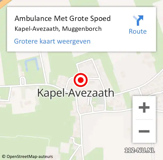 Locatie op kaart van de 112 melding: Ambulance Met Grote Spoed Naar Kapel-Avezaath, Muggenborch op 4 augustus 2022 09:54