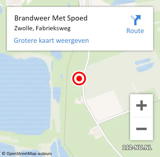 Locatie op kaart van de 112 melding: Brandweer Met Spoed Naar Zwolle, Fabrieksweg op 4 augustus 2022 10:00