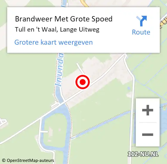 Locatie op kaart van de 112 melding: Brandweer Met Grote Spoed Naar Tull en 't Waal, Lange Uitweg op 4 augustus 2022 10:55