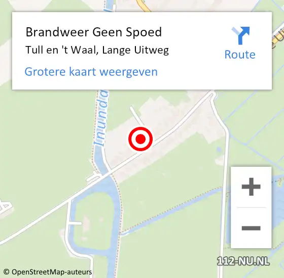 Locatie op kaart van de 112 melding: Brandweer Geen Spoed Naar Tull en 't Waal, Lange Uitweg op 4 augustus 2022 10:58