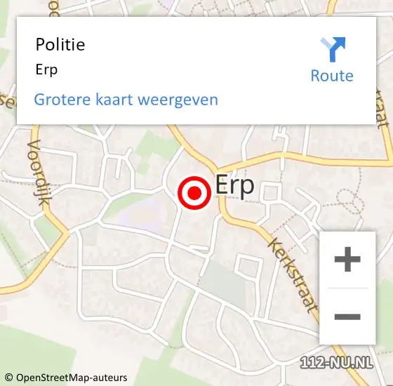 Locatie op kaart van de 112 melding: Politie Erp op 4 augustus 2022 10:59