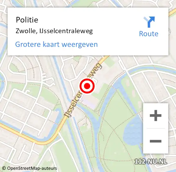 Locatie op kaart van de 112 melding: Politie Zwolle, IJsselcentraleweg op 4 augustus 2022 11:13