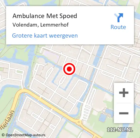 Locatie op kaart van de 112 melding: Ambulance Met Spoed Naar Volendam, Lemmerhof op 4 augustus 2022 11:13