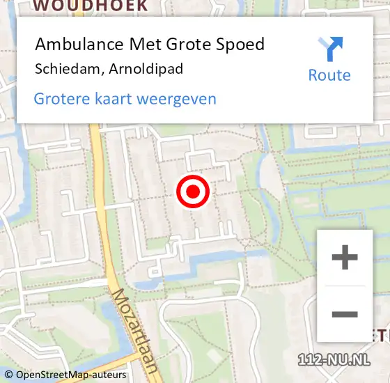 Locatie op kaart van de 112 melding: Ambulance Met Grote Spoed Naar Schiedam, Arnoldipad op 4 augustus 2022 11:29