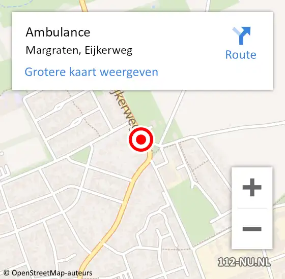 Locatie op kaart van de 112 melding: Ambulance Margraten, Eijkerweg op 25 juli 2014 10:26