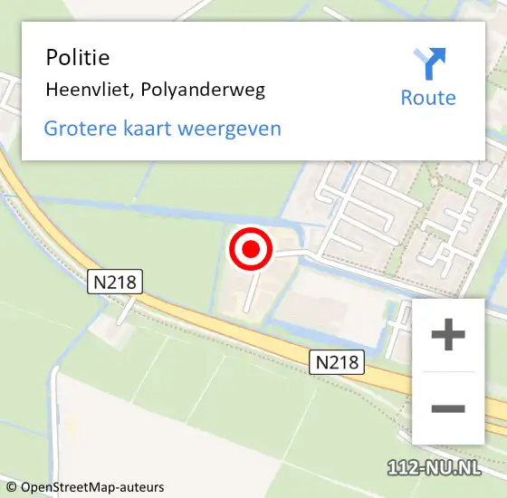 Locatie op kaart van de 112 melding: Politie Heenvliet, Polyanderweg op 4 augustus 2022 12:04