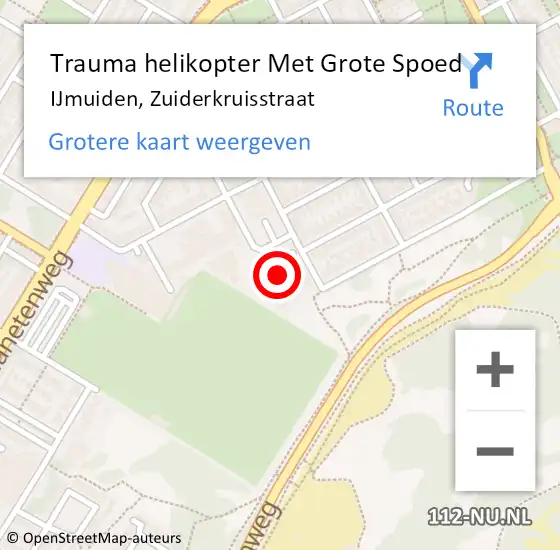 Locatie op kaart van de 112 melding: Trauma helikopter Met Grote Spoed Naar IJmuiden, Zuiderkruisstraat op 4 augustus 2022 12:18