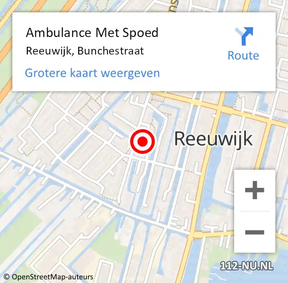 Locatie op kaart van de 112 melding: Ambulance Met Spoed Naar Reeuwijk, Bunchestraat op 4 augustus 2022 12:31