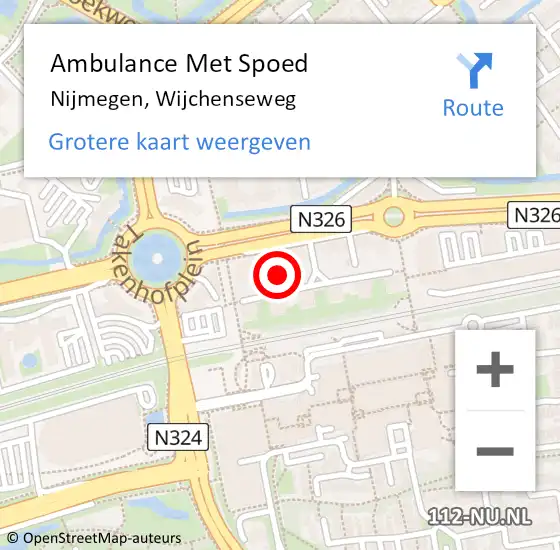 Locatie op kaart van de 112 melding: Ambulance Met Spoed Naar Nijmegen, Wijchenseweg op 4 augustus 2022 13:33