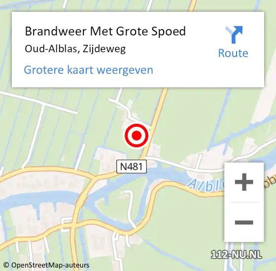 Locatie op kaart van de 112 melding: Brandweer Met Grote Spoed Naar Oud-Alblas, Zijdeweg op 4 augustus 2022 13:35