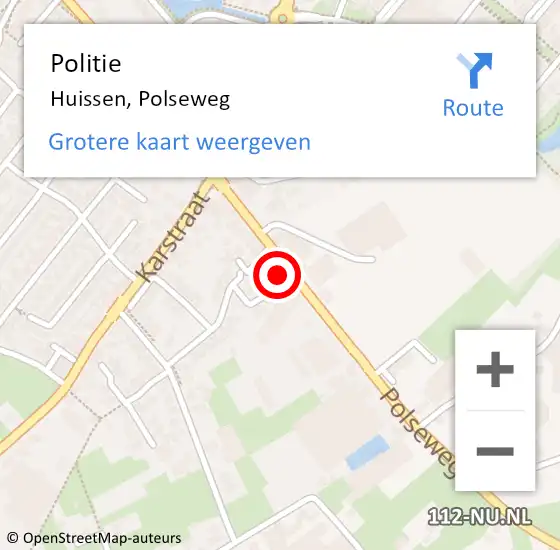 Locatie op kaart van de 112 melding: Politie Huissen, Polseweg op 4 augustus 2022 13:41