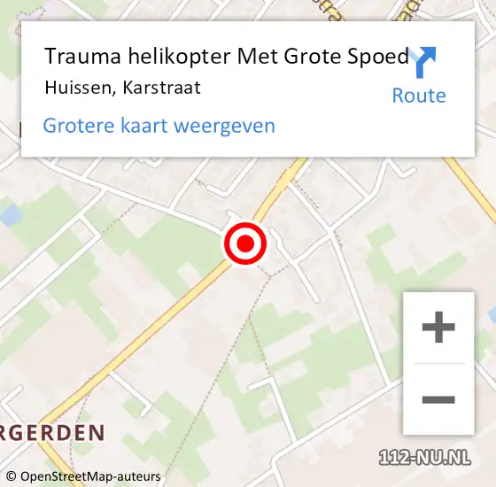 Locatie op kaart van de 112 melding: Trauma helikopter Met Grote Spoed Naar Huissen, Karstraat op 4 augustus 2022 13:41